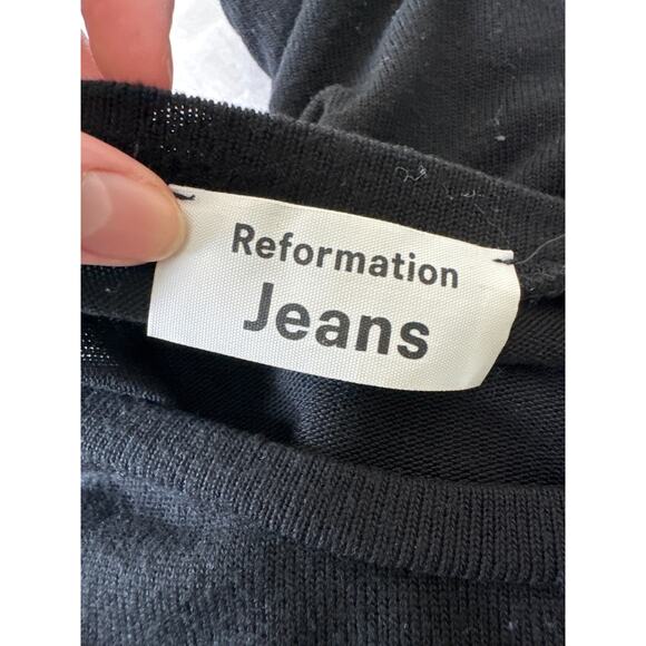 REFORMATION Dropped Shoulder Crewneck Long Sleeve Sweater Dress Medium Black - Picture 9 of 10